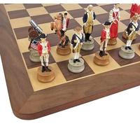 American Revolutionary War - Juego de ajedrez para hombres con tablero de madera de nogal y arce de 17 pulgadas