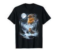 American Robin Bird Aullando a la Luna 90's Retro Birdwatcher Camiseta