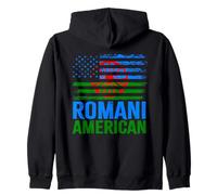 American Romani | Banderas de Roma Traveller & USA envejecidas Sudadera con Capucha