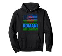 American Romani | Banderas de Roma Traveller & USA envejecidas Sudadera con Capucha