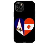 American Samoa and Canada Flags: Heart Shaped Unity Carcasa para iPhone 11 Pro