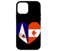 American Samoa and Canada Flags: Heart Shaped Unity Carcasa para iPhone 12 mini