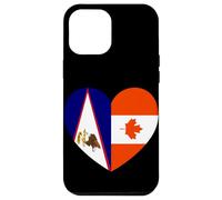 American Samoa and Canada Flags: Heart Shaped Unity Carcasa para iPhone 12 Pro Max