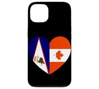 American Samoa and Canada Flags: Heart Shaped Unity Carcasa para iPhone 13
