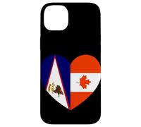 American Samoa and Canada Flags: Heart Shaped Unity Carcasa para iPhone 14 Plus