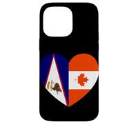 American Samoa and Canada Flags: Heart Shaped Unity Carcasa para iPhone 14 Pro Max