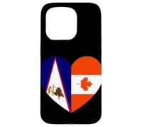 American Samoa and Canada Flags: Heart Shaped Unity Carcasa para iPhone 15 Pro
