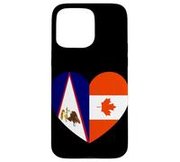 American Samoa and Canada Flags: Heart Shaped Unity Carcasa para iPhone 15 Pro Max