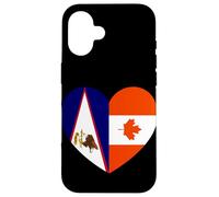 American Samoa and Canada Flags: Heart Shaped Unity Carcasa para iPhone 16