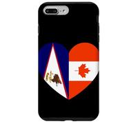 American Samoa and Canada Flags: Heart Shaped Unity Carcasa para iPhone 7 Plus/8 Plus