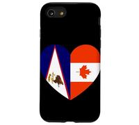American Samoa and Canada Flags: Heart Shaped Unity Carcasa para iPhone SE (2020) / 7 / 8