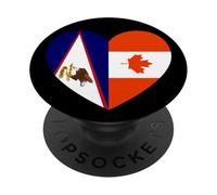 American Samoa and Canada Flags: Heart Shaped Unity PopSockets PopGrip Adhesivo