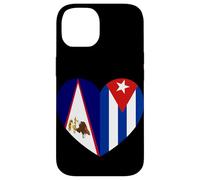 American Samoa and Cuba Flags: Heart Shaped Unity Carcasa para iPhone 14
