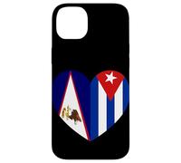 American Samoa and Cuba Flags: Heart Shaped Unity Carcasa para iPhone 14 Plus