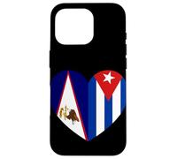 American Samoa and Cuba Flags: Heart Shaped Unity Carcasa para iPhone 16 Pro
