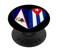 American Samoa and Cuba Flags: Heart Shaped Unity PopSockets PopGrip Adhesivo