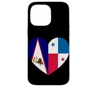 American Samoa and Panama Flags: Heart Shaped Unity Carcasa para iPhone 14 Pro MAX