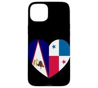 American Samoa and Panama Flags: Heart Shaped Unity Carcasa para iPhone 15 Plus