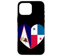 American Samoa and Panama Flags: Heart Shaped Unity Carcasa para iPhone 16 Pro MAX
