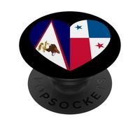 American Samoa and Panama Flags: Heart Shaped Unity PopSockets PopGrip Adhesivo
