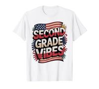 American SEGUND Grado Vibes Primer Día Patriótico Maestro Camiseta gráfica económica, Hombre, Blanco, M