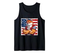 American Shiba Inu Dog Mascot Bandera de Estados Unidos Camiseta sin Mangas