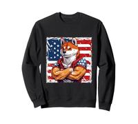 American Shiba Inu Dog Mascot Bandera de Estados Unidos Sudadera