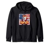 American Shiba Inu Dog Mascot Bandera de Estados Unidos Sudadera con Capucha