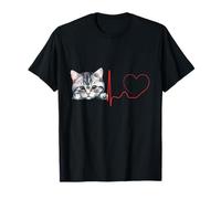 American Shorthair Cat Heartbeat EKG Gatos y Amantes de los Gatitos Camiseta