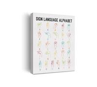 American Sign Language Wall Art Canvas Painting Educational Hand Signs Print for Homeschool Classroom Speech Therapy Daycare Decor(Unframed,16x24inch(40x60cm))