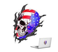 American Skull Car Stickers - Halloween Skeleton Stickers, Scary Halloween Skeleton Decals With American Flag Design, Car Truck Window Laptop Motorcycle Home DecorationElevate Aesthetics