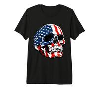 American Skull USA Flag Style 4 of July Old Glory Reaper Camiseta Premium