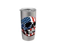 American Skull USA Flag Style 4 of July Old Glory Reaper Vaso térmico de acero inoxidable de doble pared