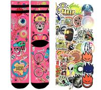 American Socks Calcetines Signature series calcetines deportivos coloridos dibujados tubulares baloncesto Skate Original + pack 10 pegatinas aleatorias, Cyclyng beast, L