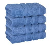 American Soft Linen Juego de 4 Toallas de Mano para baño de 100% algodón Turco, 600 g/m², Toallas para Manos y Cara, para baño o Cocina, Color Azul eléctrico
