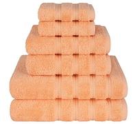 American Soft Linen Juego de 6 Toallas, 2 Toallas de baño, 2 de Mano y 2 faciales de 100% algodón Turco, Juego de Toallas para baño, Color melocotón Malibú