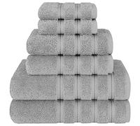 American Soft Linen Juego de 6 Toallas para baño, 2 Toallas de baño, 2 de Mano y 2 faciales de 100% algodón Turco, Juego de Toallas Color Gris Claro