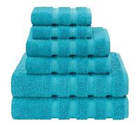 American Soft Linen Juego de Toallas de Lujo de 6 Piezas, 2 Toallas de baño, 2 Toallas de Mano y 2 paños, Toallas 100% de algodón Turco para baño, Juegos de Toallas Azul Aguamarina