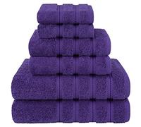 American Soft Linen Juego de toallas de lujo de 6 piezas, 2 toallas de baño, 2 toallas de mano y 2 paños, toallas turcas 100% algodón para baño, juegos de toallas moradas