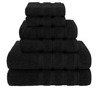 American Soft Linen Juego de Toallas Que Incluye 2 Toallas de baño 2 Toallas de Mano y 2 Toallas de tocador supersuaves y absorbentes confeccionadas con 100% algodón Turco para baño y Cocina Negro