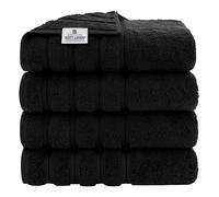 American Soft Linen Lujoso Juego de 4 Toallas de baño, 100% algodón Turco, 68,6 x 137,2 cm, tamaño Extragrande, 4 Unidades, Color Negro