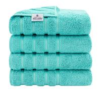 American Soft Linen Luxury 4 Piece Bath Towel Set, 600 gsm 100% Cotton Turkish Bath Towels for Bathroom, 27x54 in Large Bathroom Shower Towels, Turquoise Blue