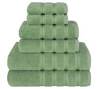 American Soft Linen Luxury - Juego de 6 Toallas para baño, 2 Toallas de baño, 2 de Mano y 2 faciales de 100% algodón Turco, Juego de Toallas, Color Verde Salvia
