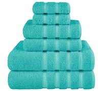 American Soft Linen Luxury - Juego de 6 Toallas para baño, 2 Toallas de baño, 2 de Mano y 2 faciales de 100% algodón Turco, Color Azul Turquesa