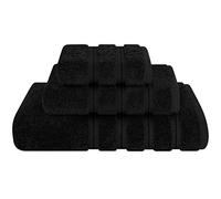 American Soft Linen Premium - Juego de 3 Toallas, 1 Toalla de baño, 1 de Mano y 1 Facial, 100% algodón Turco, para baño, Color Negro