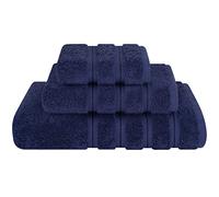 American Soft Linen Premium - Juego de 3 Toallas, 1 Toalla de baño, 1 de Mano y 1 Facial, 100% algodón Turco, para baño, Color Azul Marino