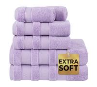 American Soft Linen Salem - Juego de 6 toallas de baño turcas, 100 % algodón de 600 g/m², 2 toallas de baño, 2 toallas de mano, 2 toallas de rostro, color lila