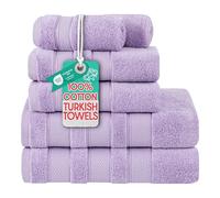 American Soft Linen Salem - Juego de 6 Toallas de baño turcas, 100% algodón de 600 g/m², 2 Toallas de baño, 2 Toallas de Mano, 2 Toallas de Rostro, Color Lila