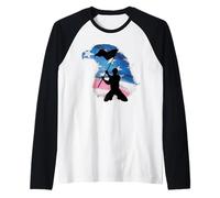 American Soldier Silhouette Eagle USA Flag Illustration Camiseta Manga Raglan