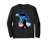 American Soldier Silhouette Eagle USA Flag Illustration Manga Larga